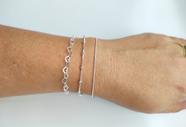 Kit 3 Pulseiras Coração Bolinha E Rabo de Rato De Prata 925