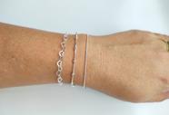 Kit 3 Pulseiras Coração Bolinha E Rabo de Rato De Prata 925