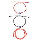 Kit 3 Pulseiras Da Sorte 2 Olho Grego + 1 Kabbalah 7 Nós
