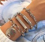 Kit 3 Pulseiras Feminina Banhada A Prata 18k