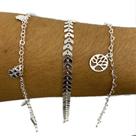 Kit 3 Pulseiras Feminina Folheadas Prata 925 Atacado Joias
