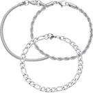 Kit 3 Pulseiras Masculinas Aço Inox Premium 18cm