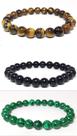 Kit 3 pulseiras pedra olho de tigre ônix Malaquita 8mm Kit 3 pulseiras pedra olho de tigre ônix Malaquita 8mm