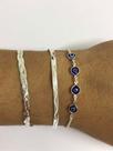Kit 3 Pulseiras Prata Legítima Fio Laminada Olho Grego