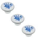 Kit 3 puxador italy line ceramica il7068 estampa azul antigo