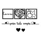 Kit 3 Quadro Cabeceira Amor Frase Para Todo Sempre MDF 30x30