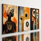 Kit 3 Quadro Decorativo Arte Africana Abstrato Moderno Casa Qualidade Premium 28x20cm