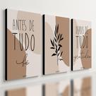 Kit 3 Quadro Decorativo Arte Moderna Boho Abstrata Frases Fé 40x28cm