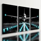 Kit 3 Quadro Decorativo Avião Aviação Aeronave Pista Luxo