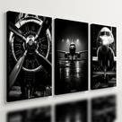Kit 3 Quadro Decorativo Avião Jato Aviação Aeronáutica Luxo