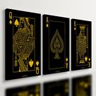 Kit 3 Quadro Decorativo Cartas Truco Baralho Dourado Poker Moderno Luxo Qualidade Premium 28x20cm