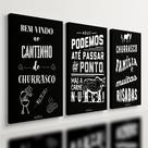 Kit 3 Quadro Decorativo Churrasco Área De Churrasqueira 28x20cm
