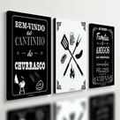 Kit 3 Quadro Decorativo Churrasco Área Gourmet Carne Preto Kit 3 Quadro Decorativo Churrasco Área Gourmet Carne Preto