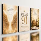 Kit 3 Quadro Decorativo Cristão Frases Bíblicas Salmos 91 40x28cm