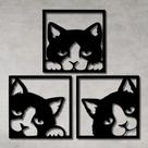 Kit 3 Quadro Decorativo de Gato em MDF 3mm Design Moderno para Ambientes Sofisticados Kit 3 Quadro Decorativo de Gato em MDF 3mm Design Moderno para Ambientes Sofisticados