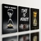 Kit 3 Quadro Decorativo Dinheiro Money Riqueza Tempo Quarto Qualidade Premium Moderno 28x20cm