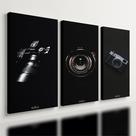 Kit 3 Quadro Decorativo Estúdio Fotografia Câmera Fotógrafo