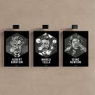 Kit 3 Quadro Decorativo Física Einstein Tesla Newton Ciencia