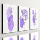 Kit 3 Quadro Decorativo Flores Roxo Sala Quarto Moderno Arte 28x20cm