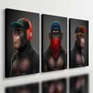 Kit 3 Quadro Decorativo Gangue Macacos Premium Sala Quarto 28x20 Kit 3 Quadro Decorativo Gangue Macacos Premium Sala Quarto 28x20