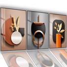 Kit 3 Quadro Decorativo Geometrico Abstrato Trio Nordic Hall 120x60