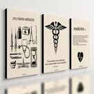 Kit 3 Quadro Decorativo Medicina Minimalista Consultório 28x20cm