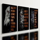 Kit 3 Quadro Decorativo Motivacional Leão Águia Lobo Foco