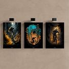 Kit 3 Quadro Decorativo Mountain Bike Ciclismo Bicicleta
