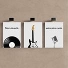 Kit 3 Quadro Decorativo Musica Clássica Retro Disco Moderno Kit 3 Quadro Decorativo Musica Clássica Retro Disco Moderno