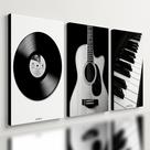 Kit 3 Quadro Decorativo Música Violão Piano Vinil Moderno