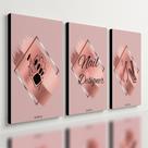 Kit 3 Quadro Decorativo Nair Designer Manicure Unhas Salão 38x20cm