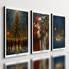 Kit 3 Quadro Decorativo Natal para Casa Empresa Papai Noel Qualidade Premium Moderno 28x20cm