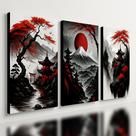 Kit 3 Quadro Decorativo Paisagem Japonesa Japão Samurai 40x28cm