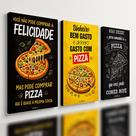 Kit 3 Quadro Decorativo Pizzaria Pizza Restaurante Frases Qualidade Premium Moderno 40x28cm