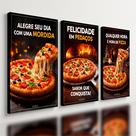 Kit 3 Quadro Decorativo Pizzaria Pizza Restaurante Moderno Qualidade Premium Luxo 40x28cm