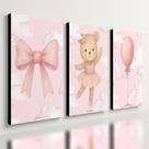 Kit 3 Quadro Decorativo Quarto Meninas Bebê Infantil Rosa 40x28cm