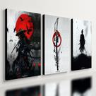 Kit 3 Quadro Decorativo Samurai Arte Japonesa Ninja Katana 40x28cm