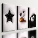 Kit 3 Quadro Decorativo Sinuca Estrela Bola 8 Sorte Quarto Qualidade Premium Moderno 28x20cm Kit 3 Quadro Decorativo Sinuca Estrela Bola 8 Sorte Quarto Qualidade Premium Moderno 28x20cm