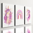 Kit 3 Quadro Decorativo Unicórnio Infantil Menina Quarto Qualidade Premium 40x28cm Kit 3 Quadro Decorativo Unicórnio Infantil Menina Quarto Qualidade Premium 40x28cm