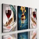 Kit 3 Quadro Decorativo Vinho Luxo Casa Adega Bebida Copa Qualidade Premium Moderno 40x28cm