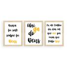 Kit 3 Quadros 33x43 C/ Moldura Obrigado Deus