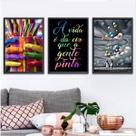 Kit 3 Quadros a Vida é da Cor que a Gente Pinta 33x24cm - com vidro