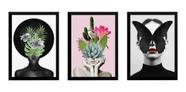 Kit 3 Quadros A4 Arte Mulheres Modernismo Flores Decoração Kit 3 Quadros A4 Arte Mulheres Modernismo Flores Decoração