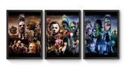 Kit 3 Quadros A4 Filmes Clássicos De Terror