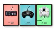 Kit 3 Quadros A4 Game Retrô Controles Sega Kit 3 Quadros A4 Game Retrô Controles Sega
