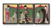 Kit 3 Quadros A4 Ukio-e Mulher Com Visitas Kit 3 Quadros A4 Ukio-e Mulher Com Visitas