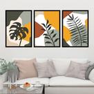 Kit 3 Quadros Abstrato Folhas 60x40cm Kit 3 Quadros Abstrato Folhas 60x40cm