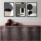 Kit 3 Quadros Abstratos Decoração Industrial- Cinza E Preto 45x34cm Kit 3 Quadros Abstratos Decoração Industrial- Cinza E Preto 45x34cm