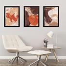 Kit 3 Quadros Abstratos Marrom Terracota 45x34cm