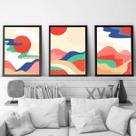 Kit 3 Quadros Abstratos Montanhas Multicoloridas 45x34cm Kit 3 Quadros Abstratos Montanhas Multicoloridas 45x34cm